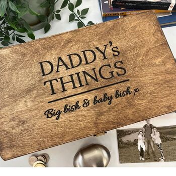 Large Daddy's Things Personalised Wooden Memory Box, 4 of 11