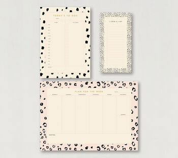 A4 Weekly Planner Desk Pad Pink Leopard Print, 3 of 6