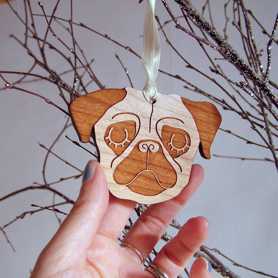 Pug Wooden Christmas Decoration