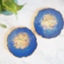 Blue Iridescent Geode Resin Coasters, thumbnail 2 of 11