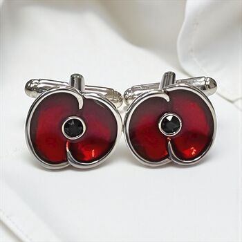 Personalised Remembrance Day Poppy Cufflinks, 3 of 11