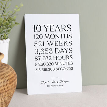 10 Years Together Tin Anniversary Timeline Metal Print, 2 of 2