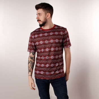 Unisex Christmas T Shirt Red Fair Isle, 2 of 2