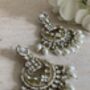 White Antique Gold Chand Bali Indian Earrings, thumbnail 9 of 9