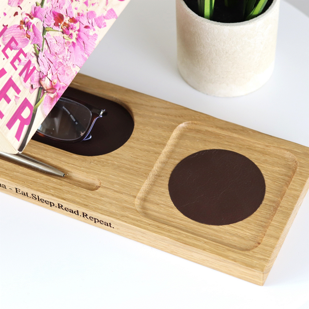 Personalised Book Stand In Solid Oak – Gift For Book Lovers, thumbnail 8 of 12