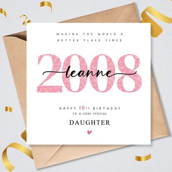 18th Birthday Card Personalised Daughter Granddaughter Sister 2008, 2 of 5