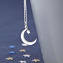 Sterling Silver Moon And Star Necklace, thumbnail 1 of 8