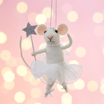 Fairy Mouse With Star Wand Felt Hanging Decoration, 2 of 3