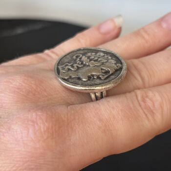 Roman Style Silver Disc Adjustable Ring, 7 of 8