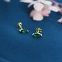 Sterling Silver Emerald Green Marquise Stud Earrings, thumbnail 6 of 12