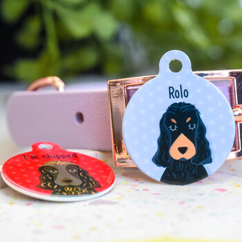 Cocker Spaniel Personalised Illustrated Dog ID Name Tag, 2 of 12