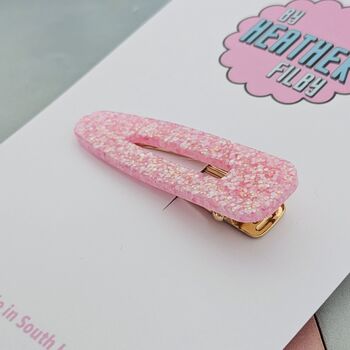 Pink Glitter Resin Hair Clip / Blush Statement Hair Slide / Girl's Birthday Present / Fashion Hair Accessory, 4 of 4