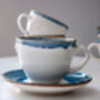 Blue Set Of Six Handmade Porcelain Tea Cup With Saucer, thumbnail 4 of 10