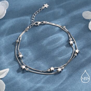 Sterling Silver Little Twinkle Stars Charm Anklet, 2 of 12