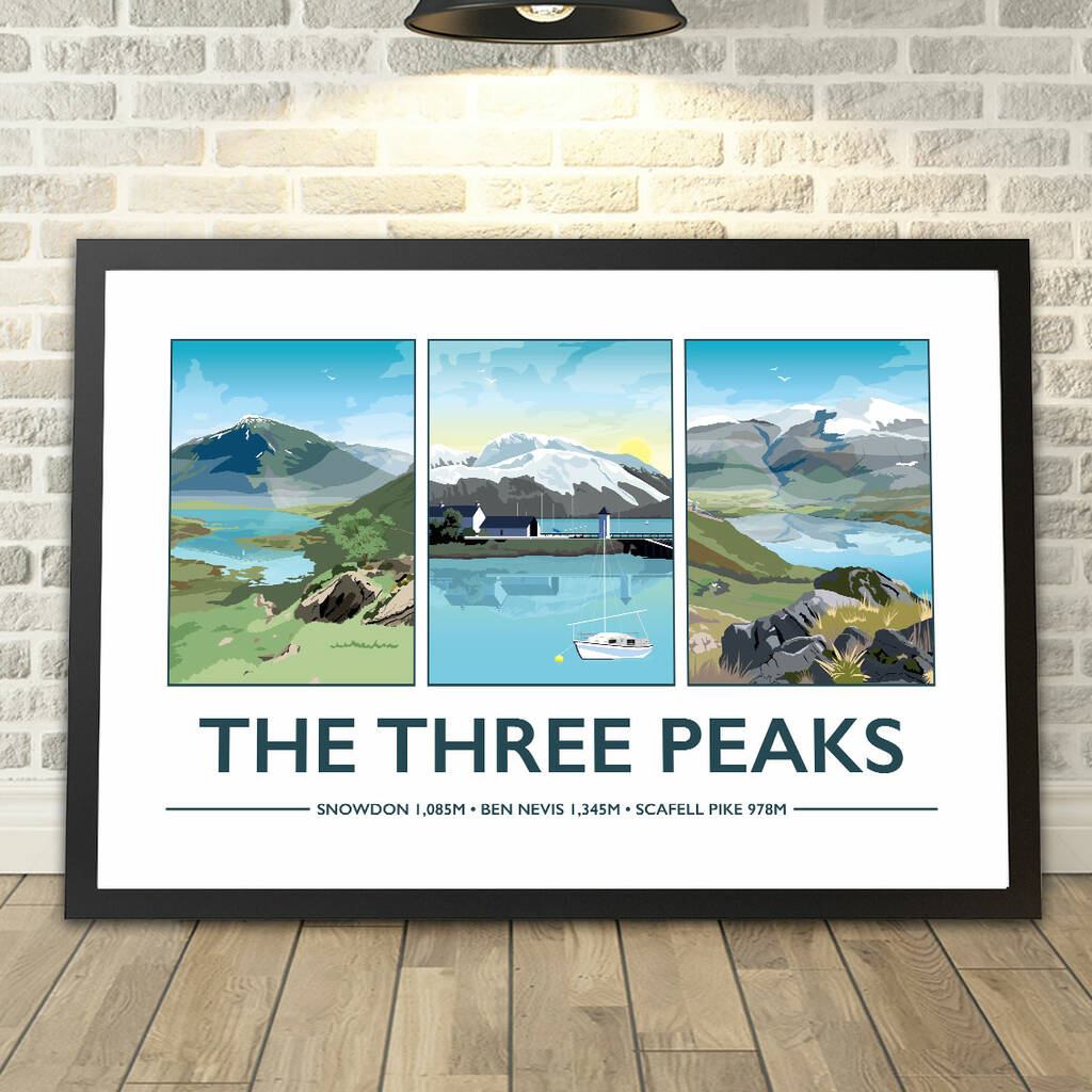 The Three Peaks, Scafell Pike, Snowdon, Ben Nevis Print, 1 of 5