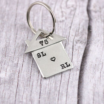 Personalised New Home Housewarming Gift Pewter Keyring, 5 of 12