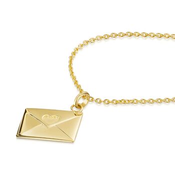 Personalised Envelope Love Heart Necklace Gold, 7 of 7