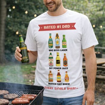 Rated #One Dad Personalised Beer T Shirt, 2 of 6
