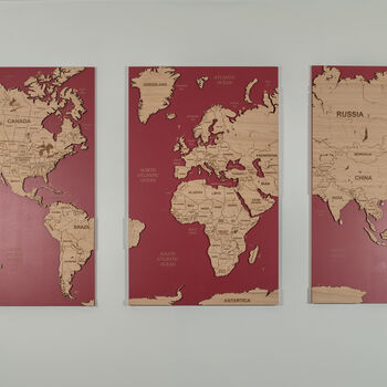Large Personalised Wooden And Mirror World Map Wall Art, 3 of 7