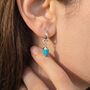 Raw Turquoise December Birthstone Charm Huggies, thumbnail 2 of 5
