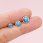 Sterling Silver Genuine Turquoise Stud Earrings, thumbnail 4 of 12