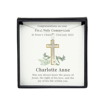 Personalised Floral First Communion Cross Necklace, 4 of 5