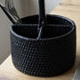 Marbury Black Round Rattan Cutlery Basket, thumbnail 2 of 2