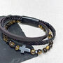 Personalised Men's Tiger's Eye And Leather Bracelet, thumbnail 1 of 6