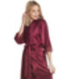 British Made Burgundy Long Satin Dressing Gown With Lace Detail Ladies Size 8 To 28 UK, thumbnail 2 of 5