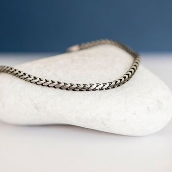 Mens Oxidised Sterling Silver Snake Chain Bracelet, 3 of 7