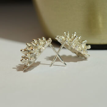 One Of A Kind Coral Reef Inspired Sterling Silver Stud Earrings, 4 of 9