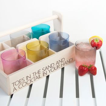 Personalised L.S.A Trug With Six Ombre Cocktail Glasses, 4 of 6