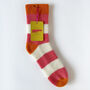 100% Cashmere Bold Coral Stripe Socks, thumbnail 6 of 10