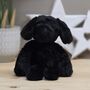 Monty The Plush Long Leg Black Puppy Soft Toy, thumbnail 2 of 3