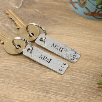 25th Silver Anniversary Numerals Pair Of Keyrings, 2 of 6