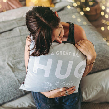 Personalised 'Hug Across The Miles' Locations Cushion, 11 of 12