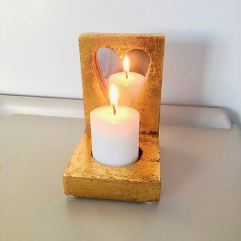 Golden Heart Mirrored Candle Holder, 2 of 5