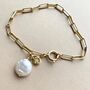Freshwater Coin Pearl Paperclip Chain Bracelet, thumbnail 1 of 5