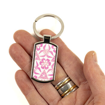 Pink Nettles Millefiori Handprinted Keyring, 6 of 12