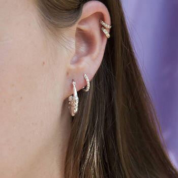 Sterling Silver Claddagh Creole Hoop Earrings, 4 of 5