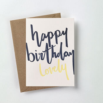 'Happy Birthday Lovely' Letterpress Birthday Card, 3 of 4