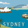 Sydney Harbour Retro Art Print, thumbnail 3 of 4