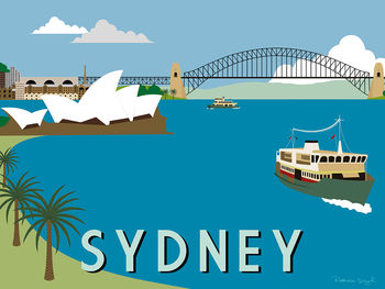 Sydney Harbour Retro Art Print, 3 of 4