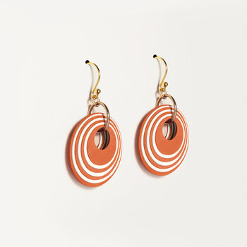 Terracotta And Cream Stripey Circular Earrings, 4 of 6