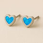 Sterling Silver Blue Opal Heart Stud Earrings, thumbnail 3 of 5