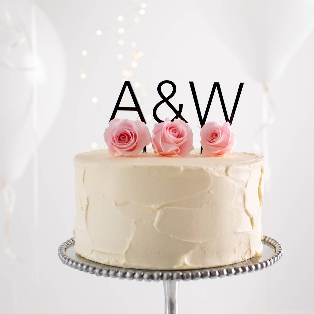 Personalised Modern Couples Initials Cake Topper, 1 of 4