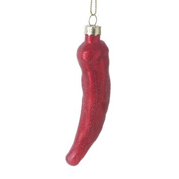 Glass Hanging Red Chilli Christmas Tree Decoration, 4 of 4