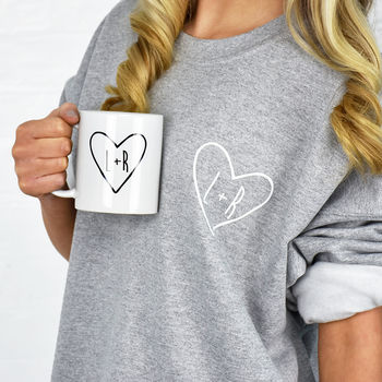 Personalised Couples Initials Monogram Heart Sweatshirt, 3 of 12