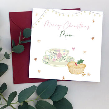 Teacup Personalised Friend Nana Grandma Christmas Card, 2 of 2