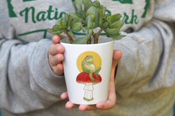 'Frog Gives No Fucks' Toadstool Plant Pot Gift, 3 of 3